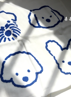 亲肤、柔软！A类纯棉纱布 小狗卡通方形纱布 毛巾 面巾 小方巾