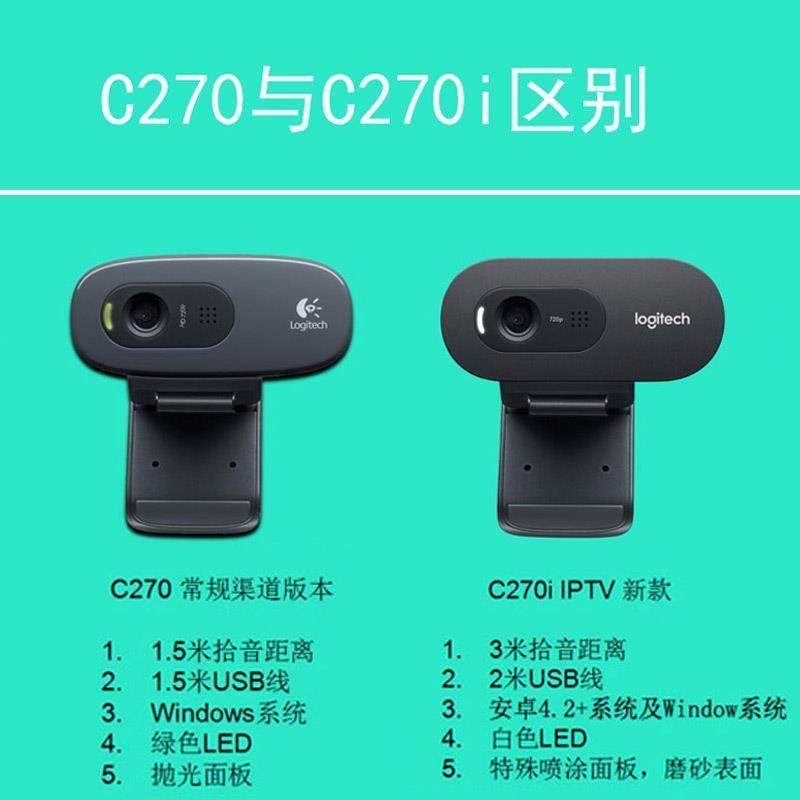 罗技C270/C270i/C505e高清网络摄像头带麦克风移动电信营业厅