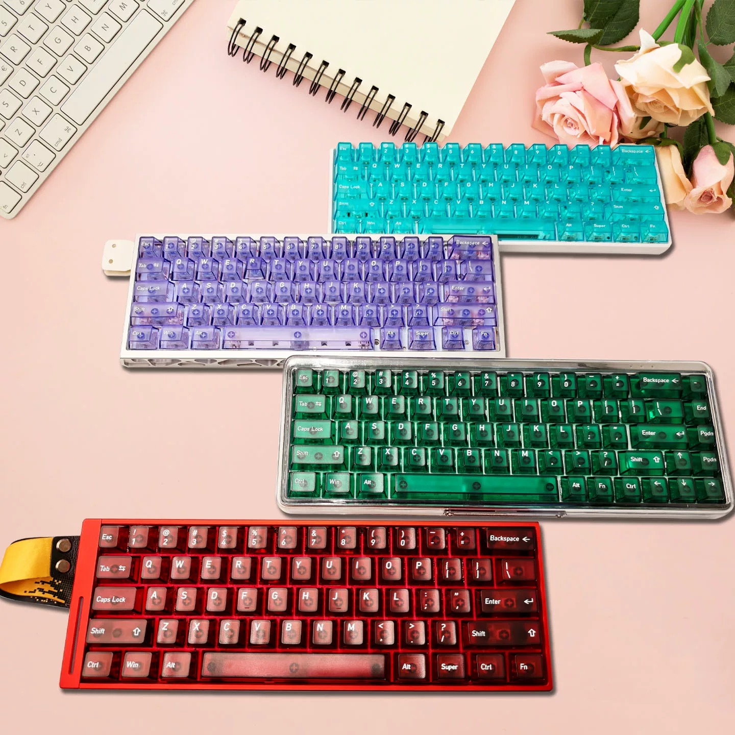 【冰晶透】透明键帽顶面磨砂雾透原厂适配迈从小蜜蜂ace68wooting