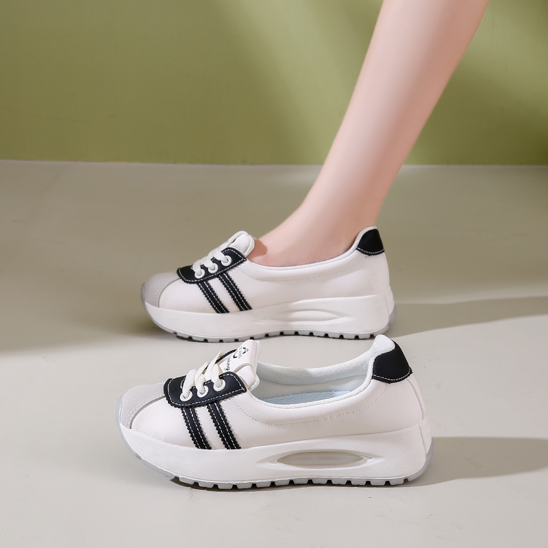 女鞋2025新款春夏运动休闲鞋一脚蹬孕妇浅口软厚底小白鞋34码