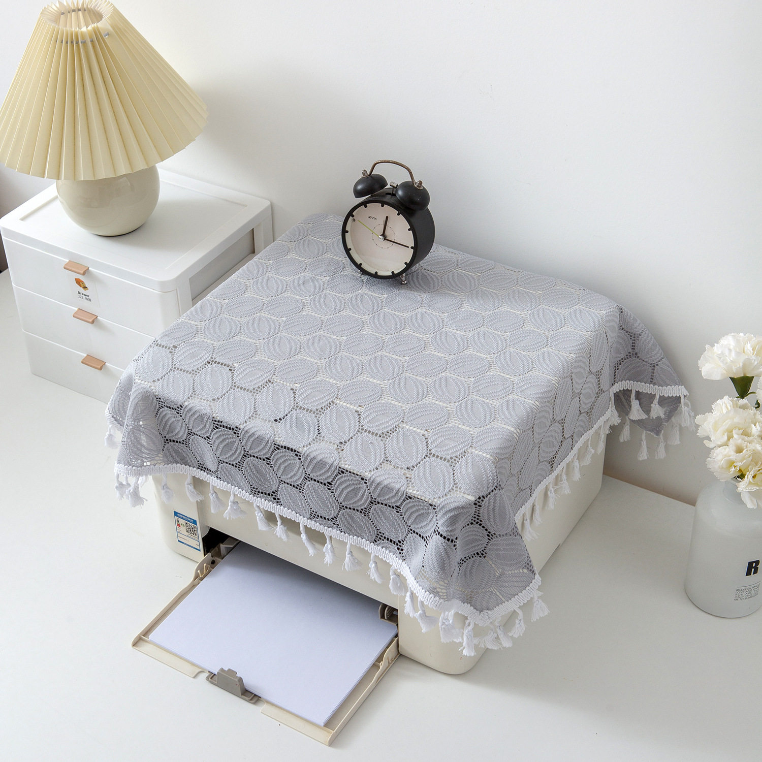 打印机盖布小茶具防尘布传真机电脑蕾丝防尘罩一体复印机防尘罩布