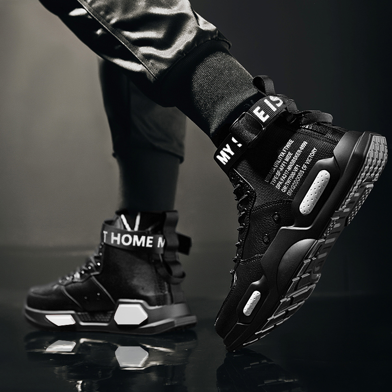 马丁靴男高帮男鞋2023冬季新款加绒棉鞋男潮鞋机车黑色靴子工装鞋