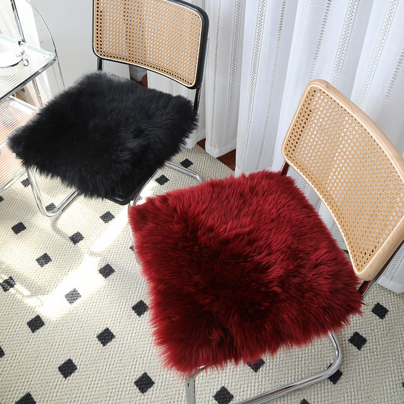 皮毛一体羊毛垫椅子垫梳妆凳餐椅垫办公室皮草椅垫电脑椅坐垫