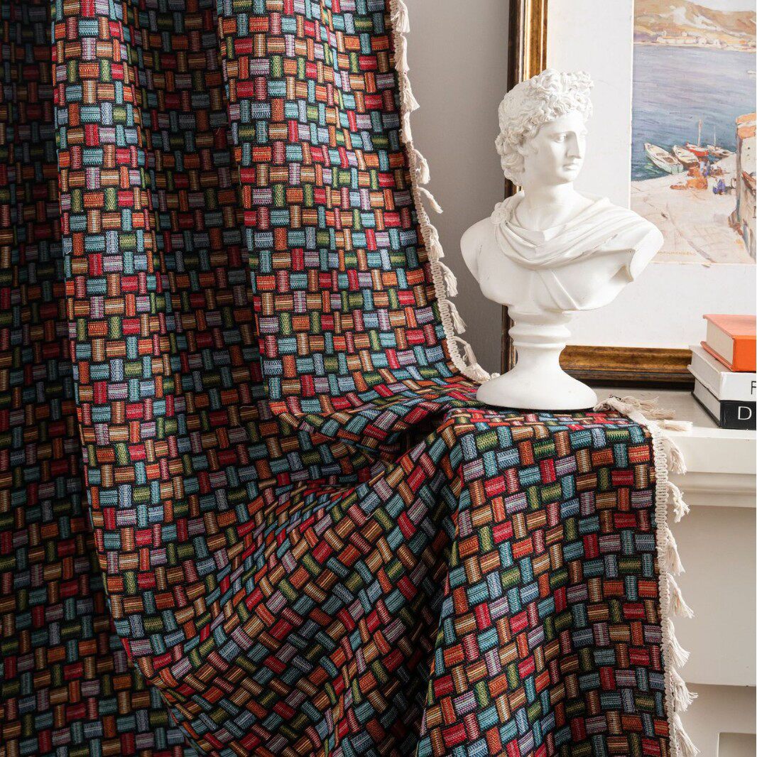 伊缦琪韵提花窗帘半遮光彩色加厚半遮光窗帘成品法式书房工厂直供