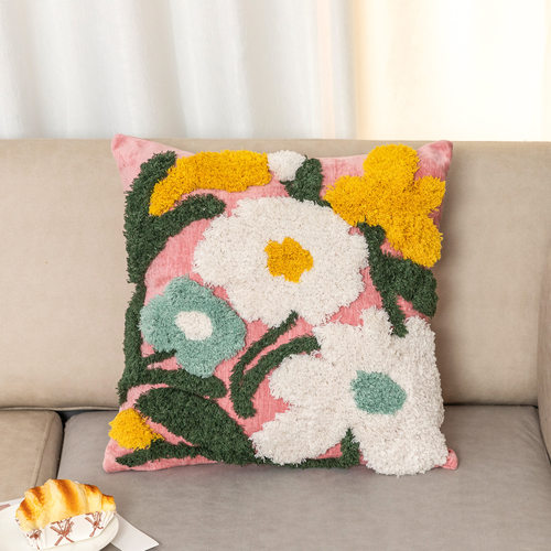 北欧ins风刺绣unikko罂粟花抱枕家用民宿酒店靠垫飘窗簇绒靠枕套