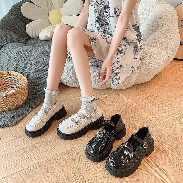 厚底小皮鞋女2025新款夏季复古英伦风浅口日系配裙子jk玛丽珍单鞋