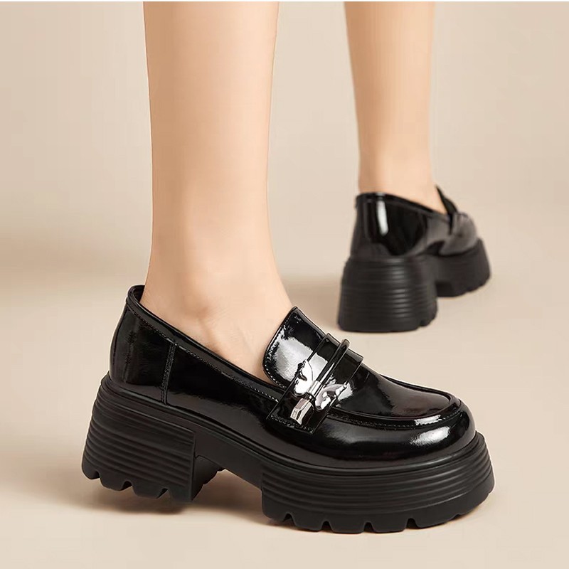 法式厚底粗跟英伦风小皮鞋女2025年春秋季新款圆头玛丽珍鞋乐福鞋