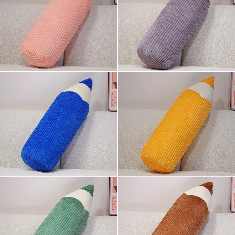 卡通彩色铅笔抱枕学生宿舍家居趣味摆件靠垫活动礼品独立内胆可拆