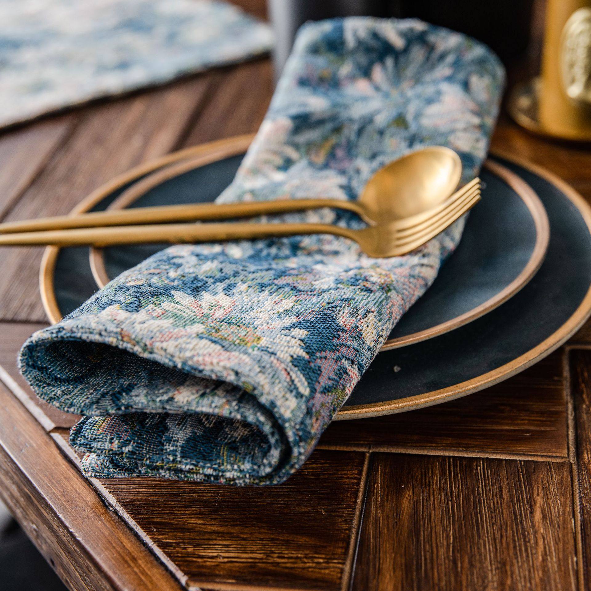 伊缦琪韵桌旗美式乡村提花餐旗装饰床旗布艺茶几旗餐垫厂家批发