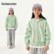梨小闲女童清新绿显白外套儿童秋新款 大童 防风休闲连帽夹克衫