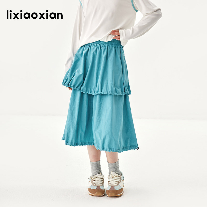 梨小闲女童双层塔裙时髦半身裙