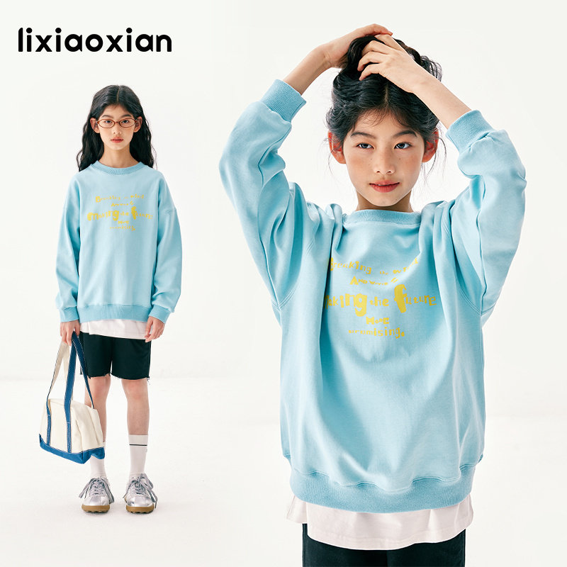 梨小闲女童春秋休闲百搭棉感卫衣