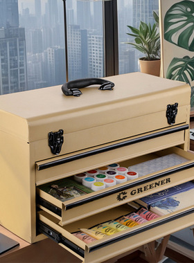 绿林美式收纳盒金属多层工具抽屉式美术工具箱【greener收纳箱】