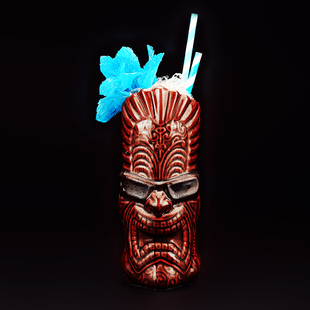 摇滚黑帮Tiki杯 夏威夷鸡尾酒杯陶瓷杯个性酒吧特调鸡尾酒杯600ml