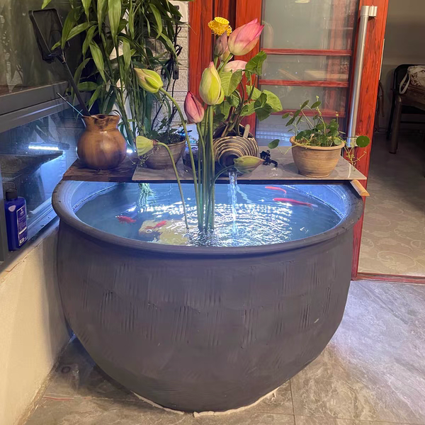 老陶缸鱼缸超大口径1米睡莲荷花风水缸北京庭院盆景造景招财缸