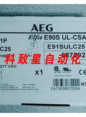 工业配件AEG ELFA E90S UL-CSA E91SULC25断路器25A 1P 277VAC