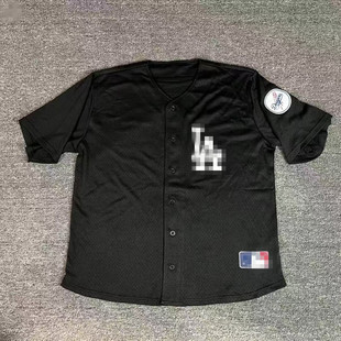 美职棒球服日本潮牌棒球衣道奇白袜扬基天使运动条纹圆领短袖嘻哈