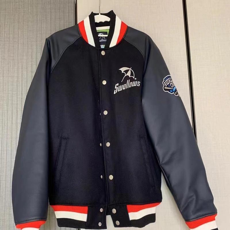 字母撞色拼接潮流飞行员夹克外套