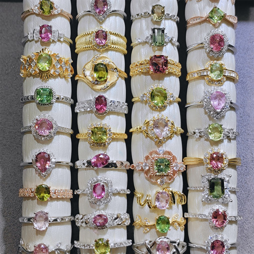 【百款可挑】天然碧玺戒指红碧玺粉碧玺戒指925银戒指红宝石戒指