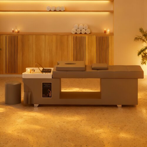 泰式全躺洗头床亚克力弯盆头疗床