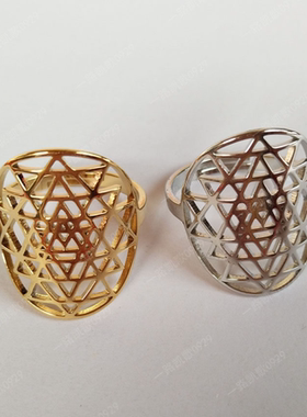 斯里丰盛 几何立方体花形 指环 戒指 不锈钢饰品