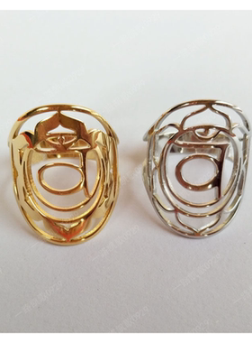 花款六芒星几何花形立方体指环 戒指 不锈钢饰品