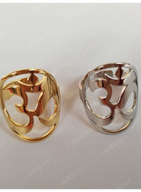 OM 几何花形立方体指环 戒指 不锈钢饰品