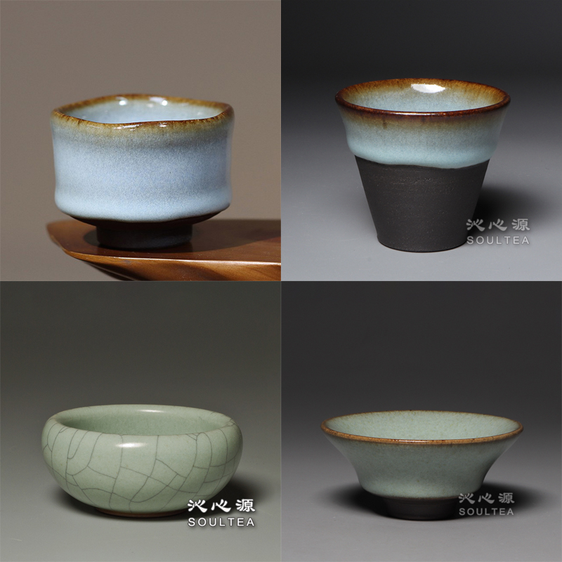 台湾张书曜纯手工普洱茶杯功夫茶斗笠杯汝窑杯素雅朴实台湾原产