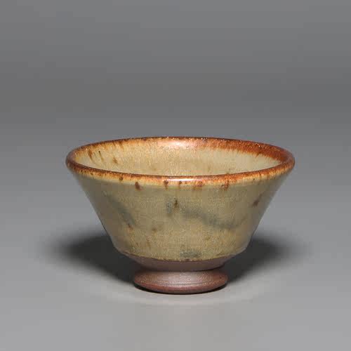 张书曜茶叶末釉冰裂斗笠杯葵口杯