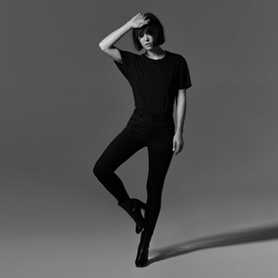 外贸原单出口高端奢侈品牌修身显瘦黑色弹力紧身百搭牛仔小脚工装