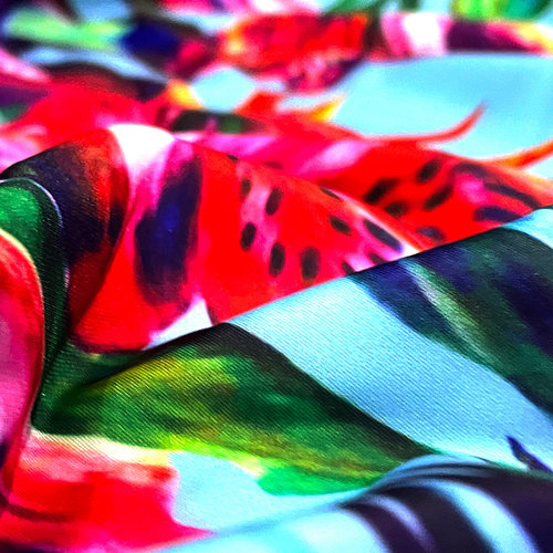 泳衣布高弹力莱卡布印花面料高弹力布四面弹面料莱卡布数码印花面