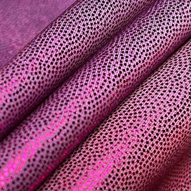 莱卡布双拼色烫金指点纹烫金工艺高弹力布四面弹力布服装内衣面料