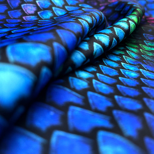 莱卡布现货鳞纹数码印花高弹力布四面弹力布料泳衣面料莱卡布印花