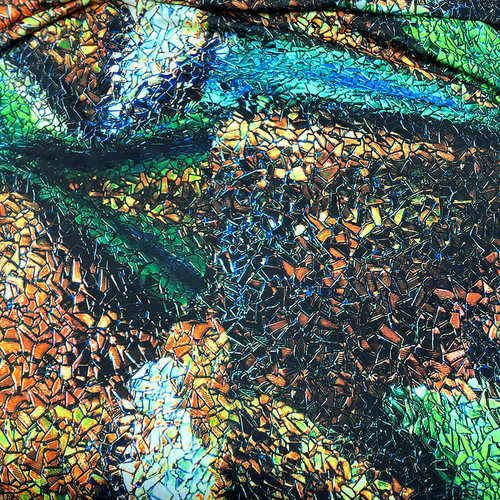 莱卡布数码印花独特图案印花高弹力面料四面弹力布料服装内衣布料