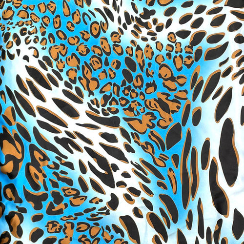 莱卡蓝色豹纹数码印花布泳衣面料高弹力布四面弹力布料莱卡布面料