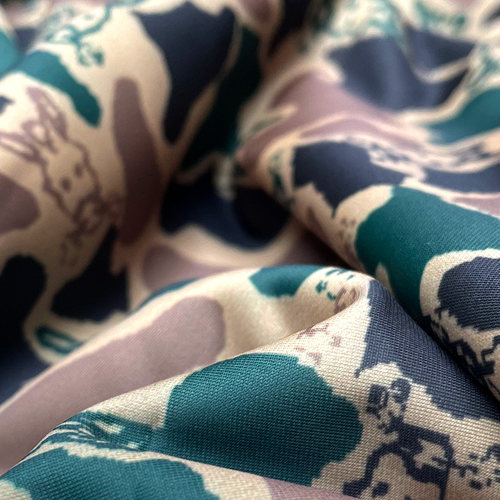 苯卡布数码印花乱条图高弹力四面弹力面料泳装内衣内裤布料莱卡布