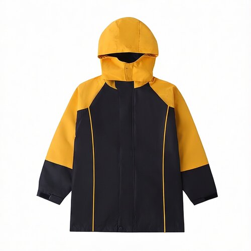 兰诗同款冲锋衣藏青色拼黄男女童