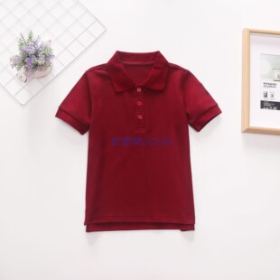 兰诗ETON/同款半袖校服T恤蓝色纯色短袖上衣夏装清凉纯棉童枣红色