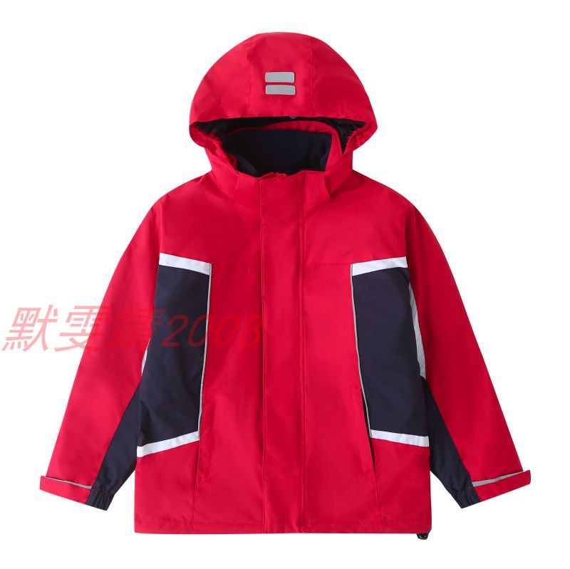伊顿校服同款北大红色冲锋衣拆卸两件套秋冬棉袄防水防风加厚外套