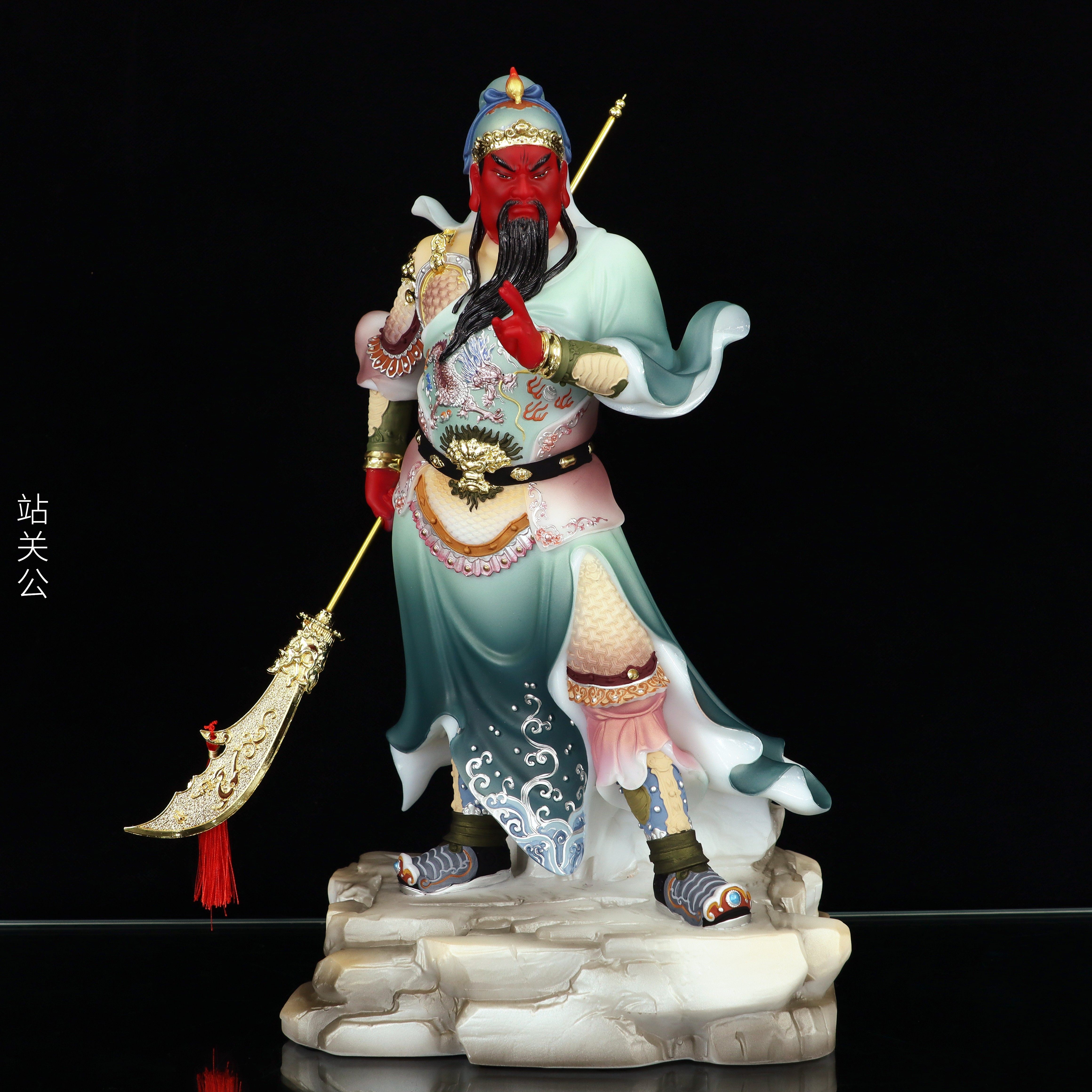 汉白玉关公提刀拖刀剑指关二爷武财神爷关羽家用公司开业礼品摆件