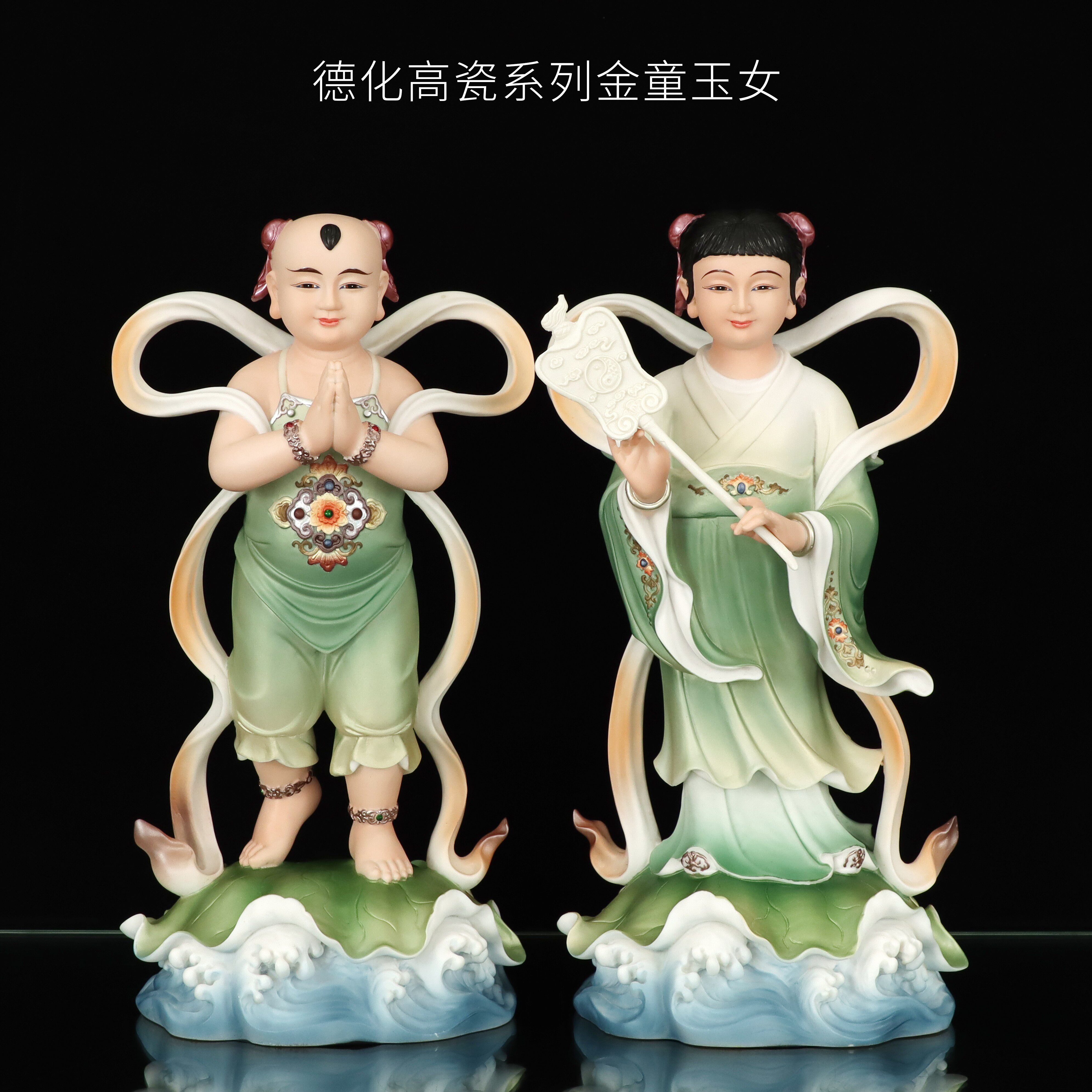 树脂金童玉女童男童女童像善财童子龙女观音菩萨家用桌面精致摆件