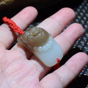和田玉手链 糖羊脂白玉弥勒佛手牌特色手串16g 和田小玉