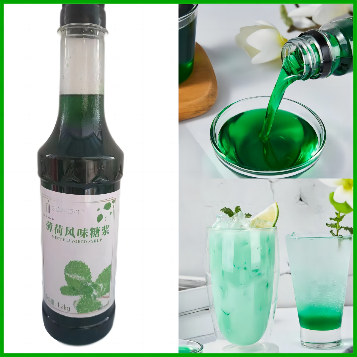 薄荷风味糖浆玫瑰糖浆浓缩果味浓浆果汁奶茶店甜品店鸡尾酒商用