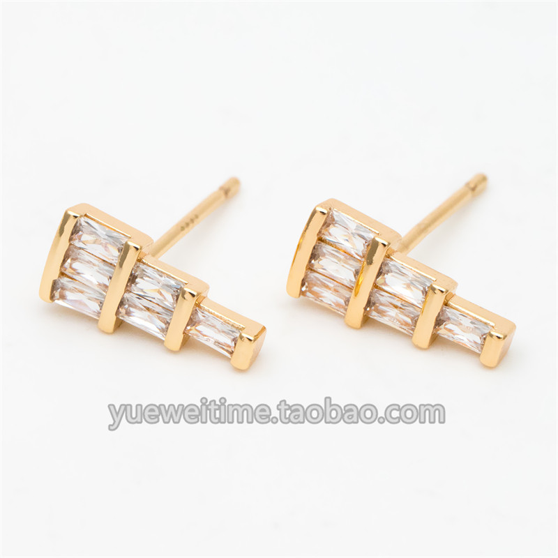 锆石塔型耳钉 铜镀真金 手工diy饰品配件 半成品材料,饰品/流行首饰/时尚饰品新,其他DIY饰品配件,淘宝优惠券,粉丝福利购,淘宝优惠卷