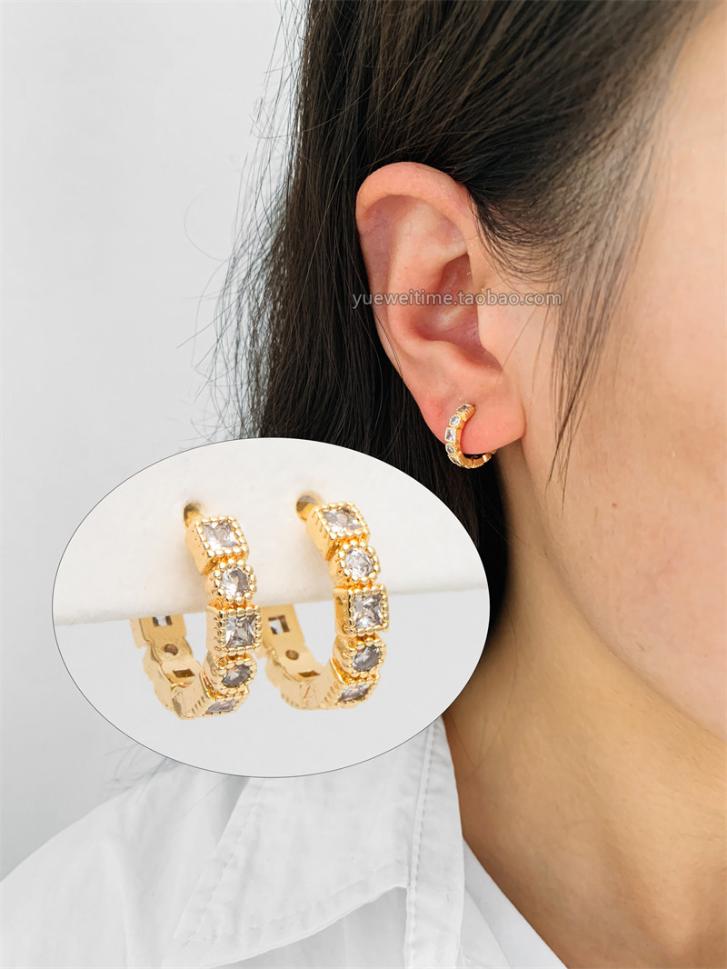 气质简约方圆锆石耳扣 铜镀真金 手工diy饰品配件 半成品材料,饰品/流行首饰/时尚饰品新,其他DIY饰品配件,淘宝优惠券,粉丝福利购,淘宝优惠卷