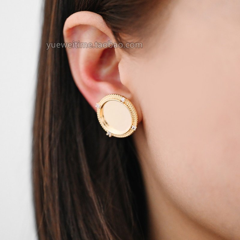 微镶圆盘耳钉 铜镀真金 手工diy饰品配件 半成品材料,饰品/流行首饰/时尚饰品新,其他DIY饰品配件,淘宝优惠券,粉丝福利购,淘宝优惠卷