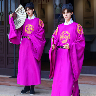 长袍公子书生古风中国风正品 汉服男装 紫色圆领袍复原唐朝官服大袖