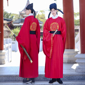 汉服男装 酒红色圆领袍复原唐朝官服长袍公子古风中国风正品 武侠风