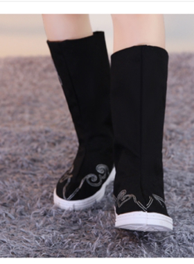 汉服鞋古装靴子成人黑色古风鞋子