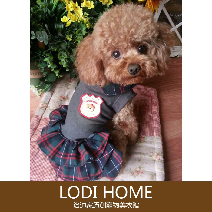 宠物春春装贵宾幼犬奶犬雪纳瑞泰迪狗背心裙狗衣服学院风连衣裙